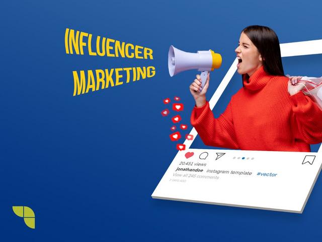 influencer marketing job concept. Influencer spreading her message on social media